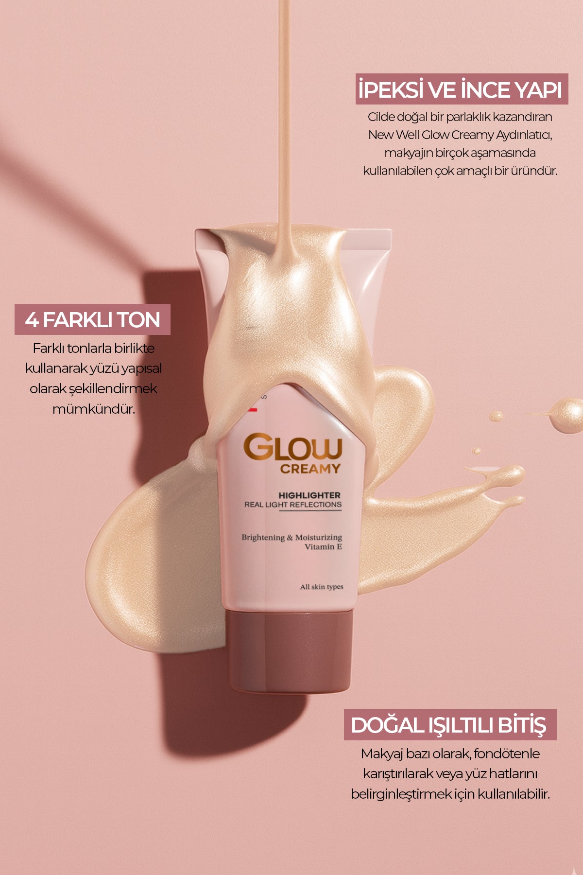 Glow Creamy Highlighter Doğal Işıltılı Krem Aydınlatıcı 30 ML Pearl 01