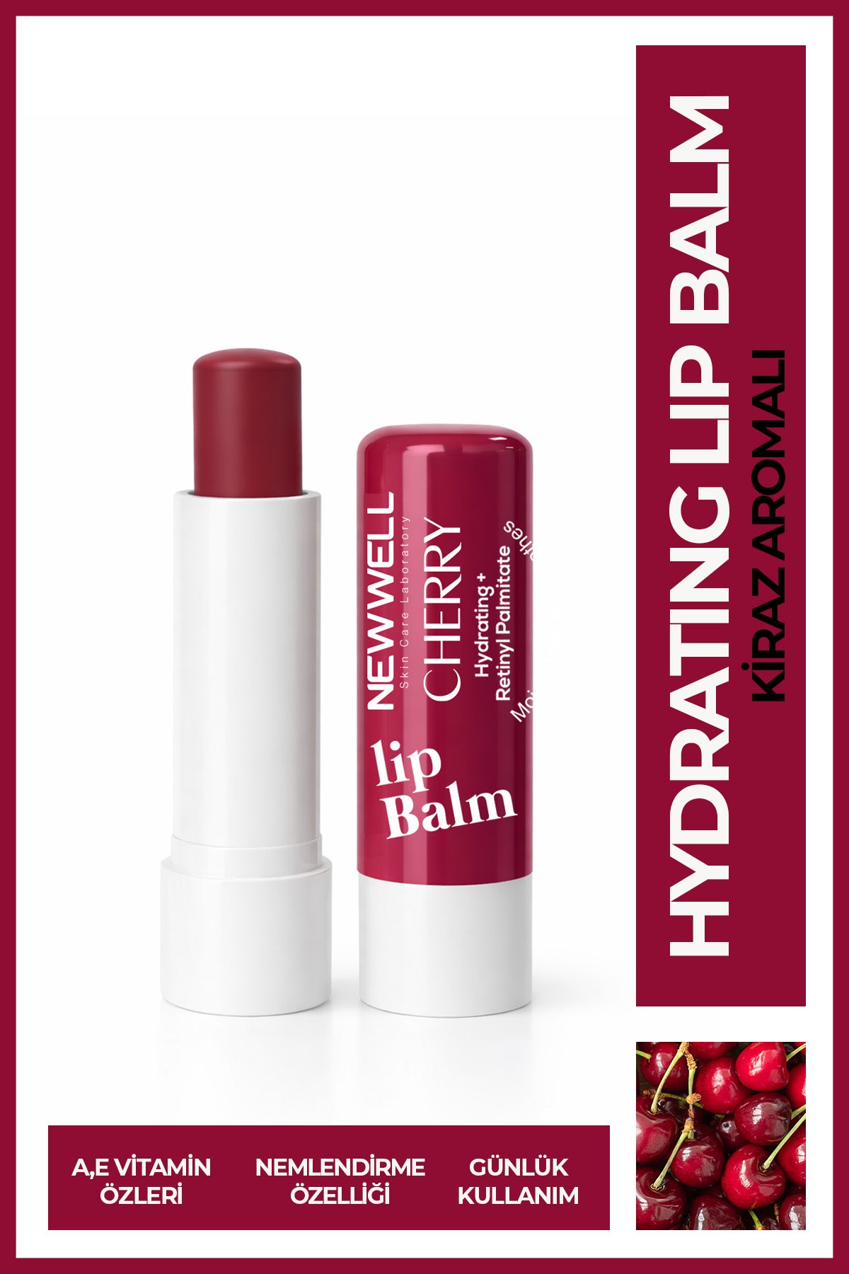 Cherry Hydrating Lip Balm – Kiraz Aromalı Nemlendirici Dudak Bakım Kremi 4 gr