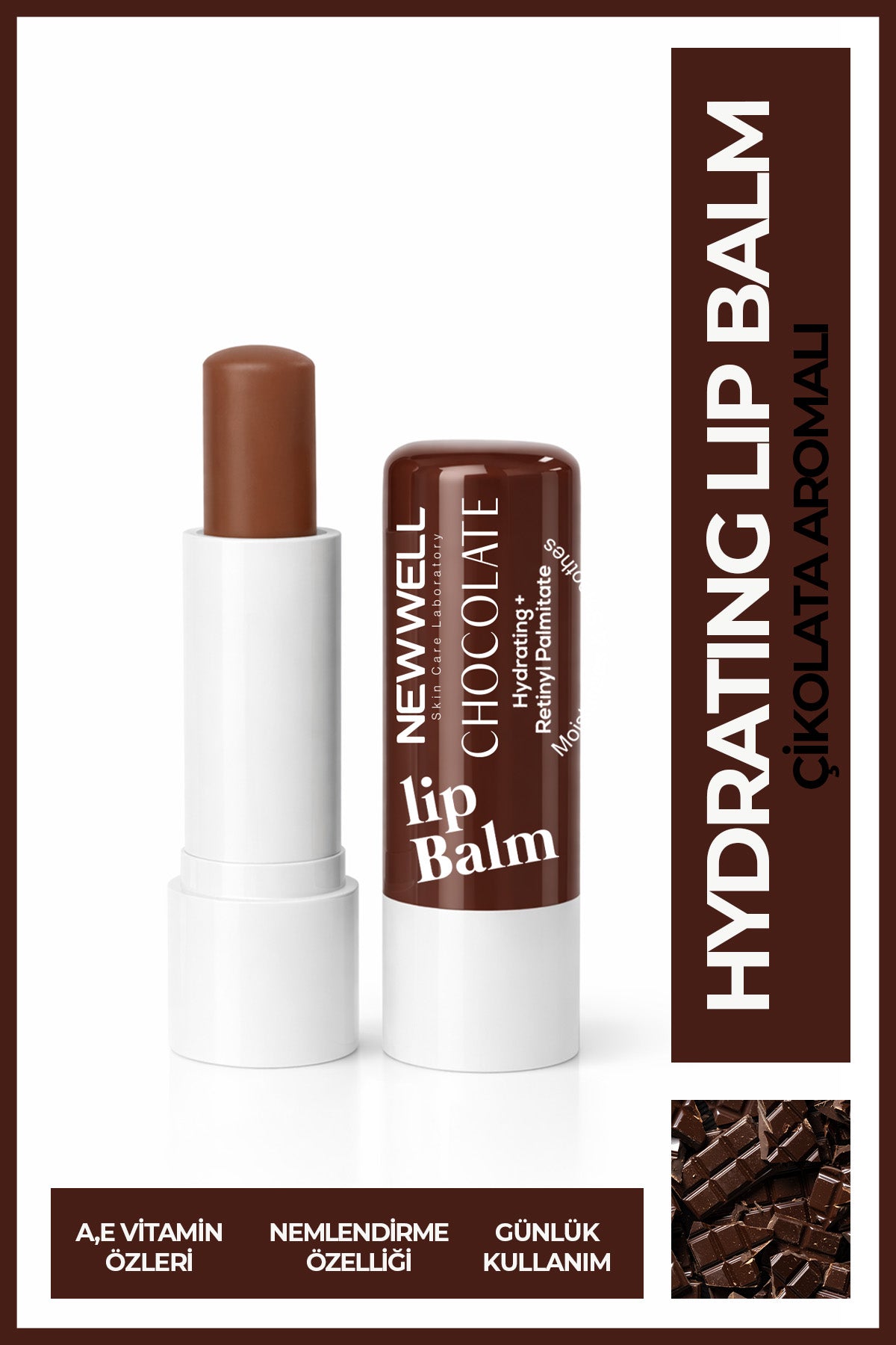 Chocolate Hydrating Lip Balm – Çikolata Aromalı Nemlendirici Dudak Bakım Kremi 4 gr