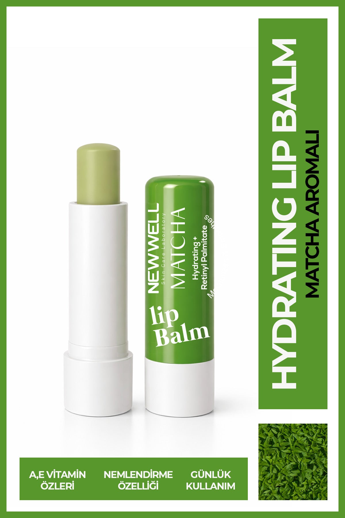 Matcha Hydrating Lip Balm – Matcha Aromalı Nemlendirici Dudak Bakım Kremi 4 gr