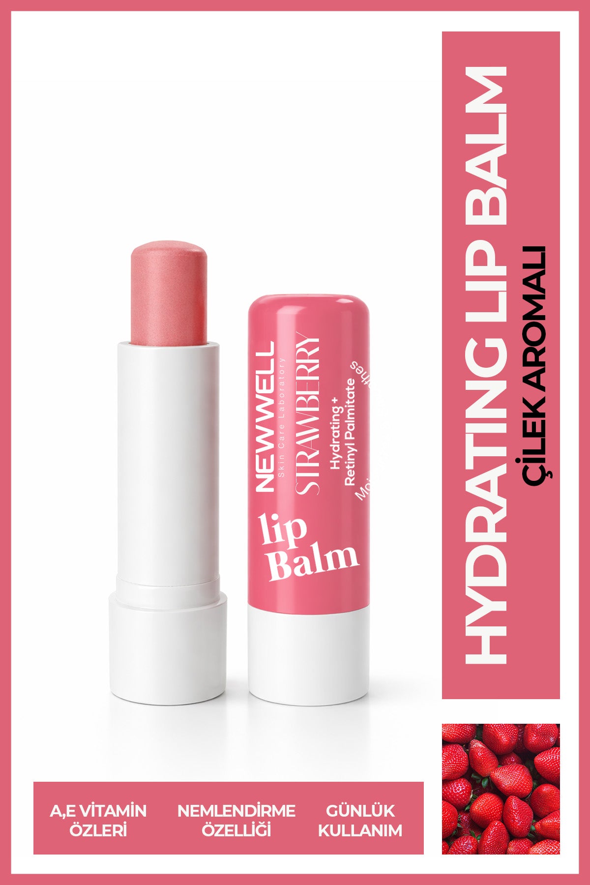 Strawberry Hydrating Lip Balm – Çilek Aromalı Nemlendirici Dudak Bakım Kremi 4 gr