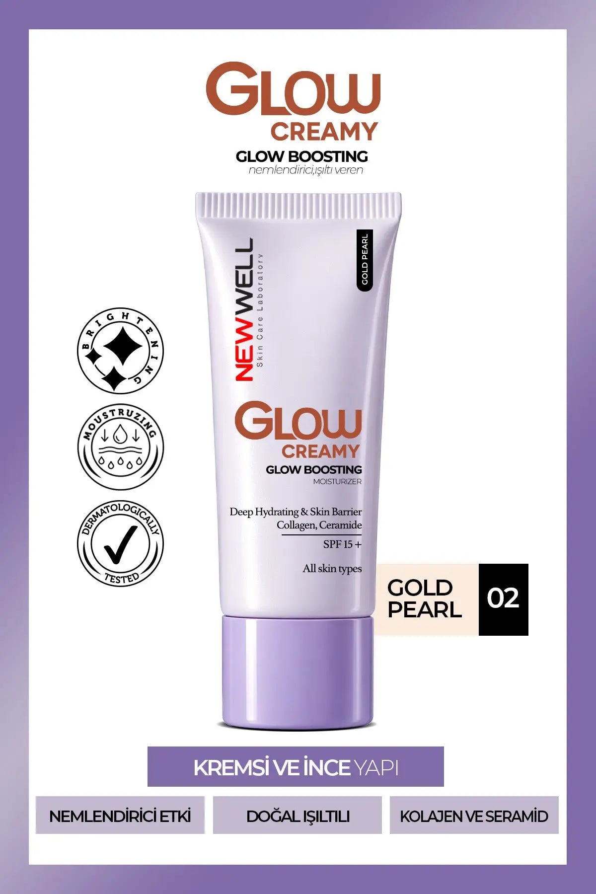 Glow Boosting Işıltı Veren Nemlendirici Yüz Kremi SPF 15+ Gold