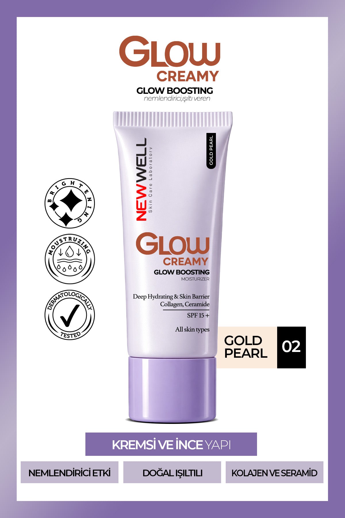 Glow Boosting Işıltı Veren Nemlendirici Yüz Kremi SPF 15+ Gold Pearl 02 30 Ml