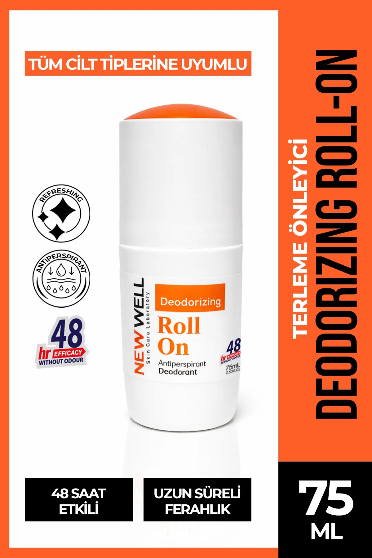 Deodorizing Roll On Terleme Önleyici Koltuk Altı Roll On (Turuncu) 75 ML New Well