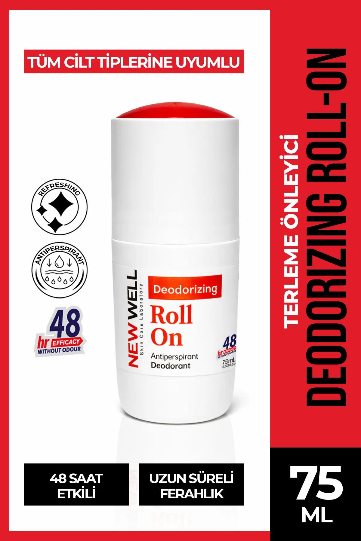 Deodorizing Roll On Terleme Önleyici Koltuk Altı Roll On (Kırmızı) 75 ML New Well