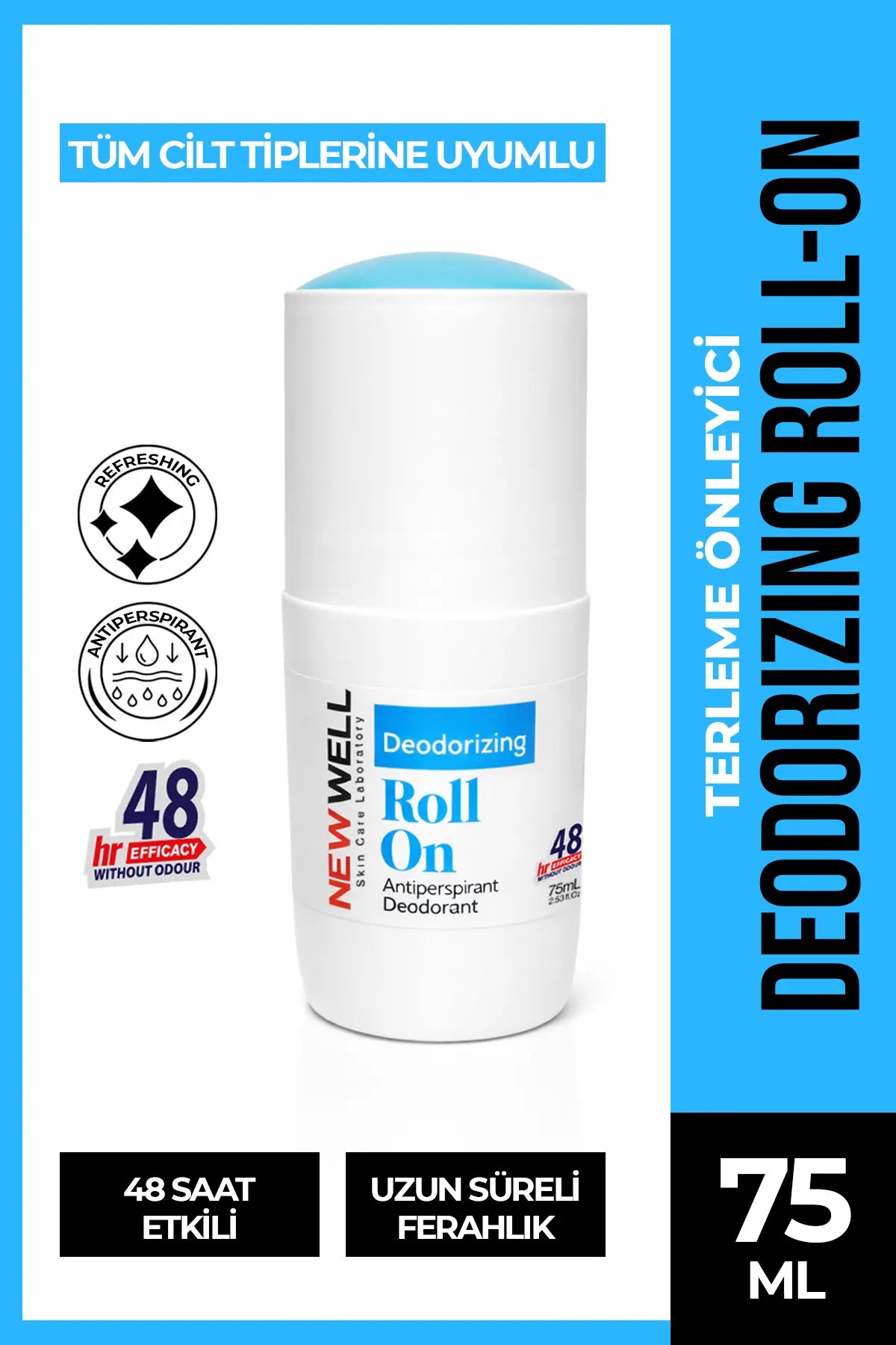 Deodorizing Roll On Terleme Önleyici Koltuk Altı Roll On (Mavi) 75 ML New Well