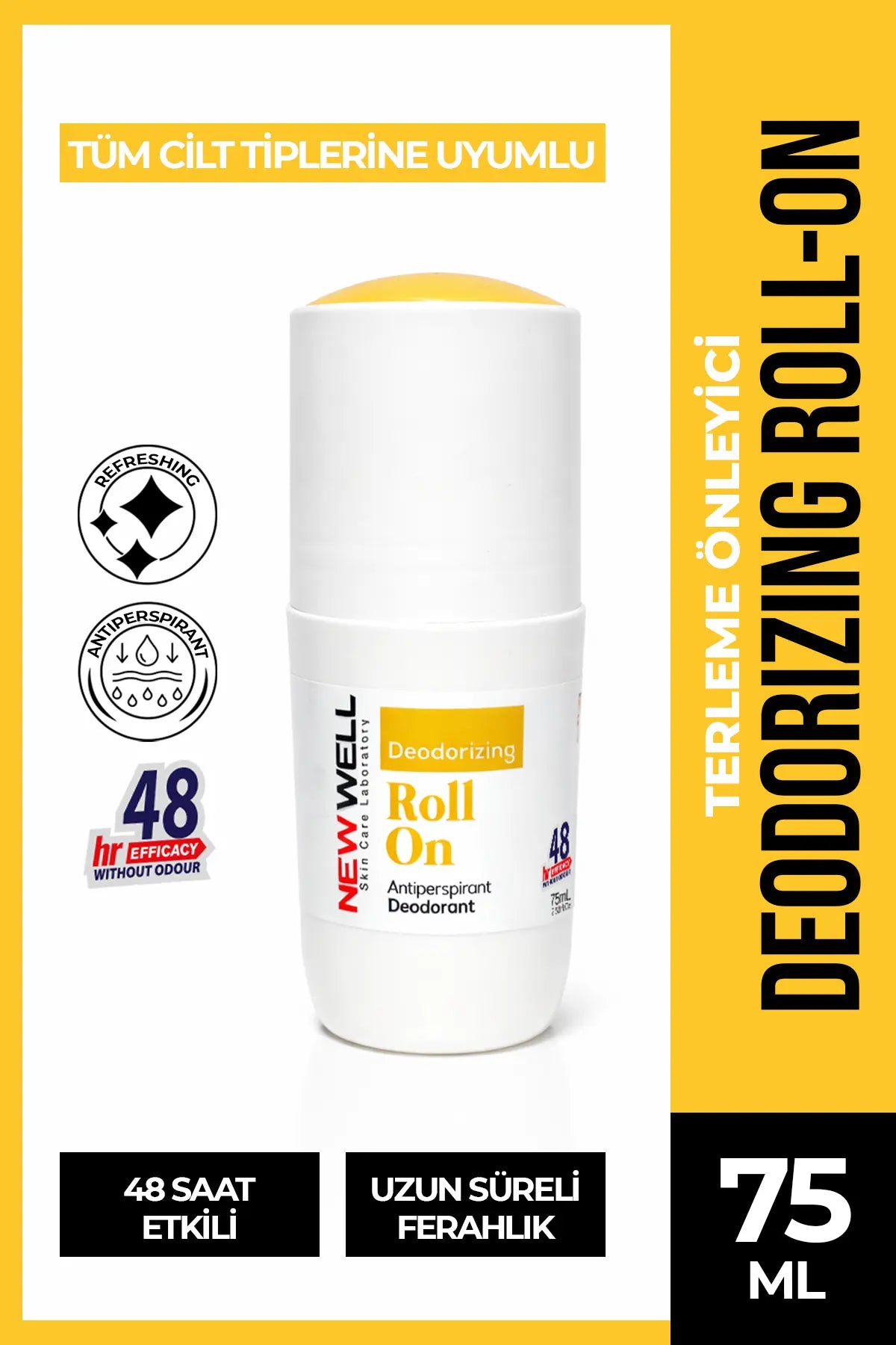 Deodorizing Roll On Terleme Önleyici Koltuk Altı Roll On (Sarı) 75 ML New Well