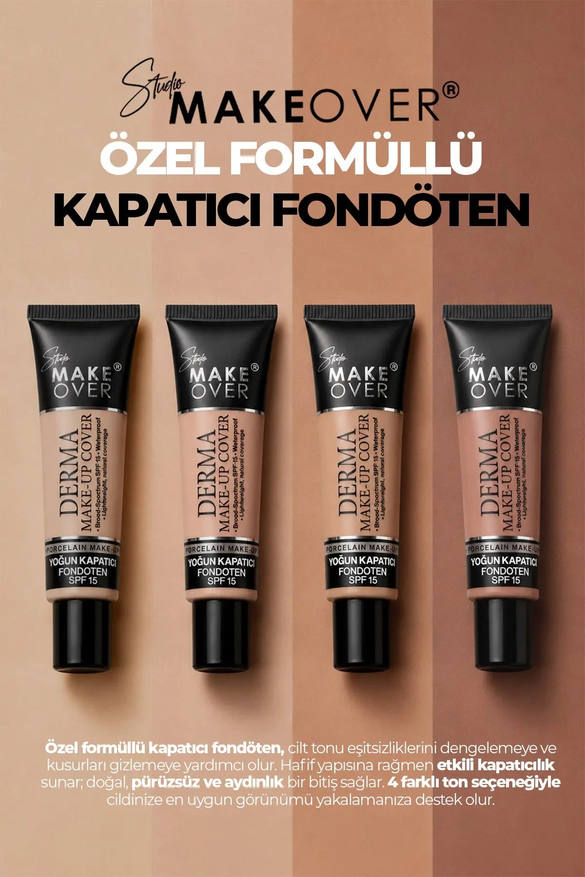 Studio MakeOver Derma Make-Up Cover Foundation Yoğun Kapatıcı Fondöten 04 40 ML