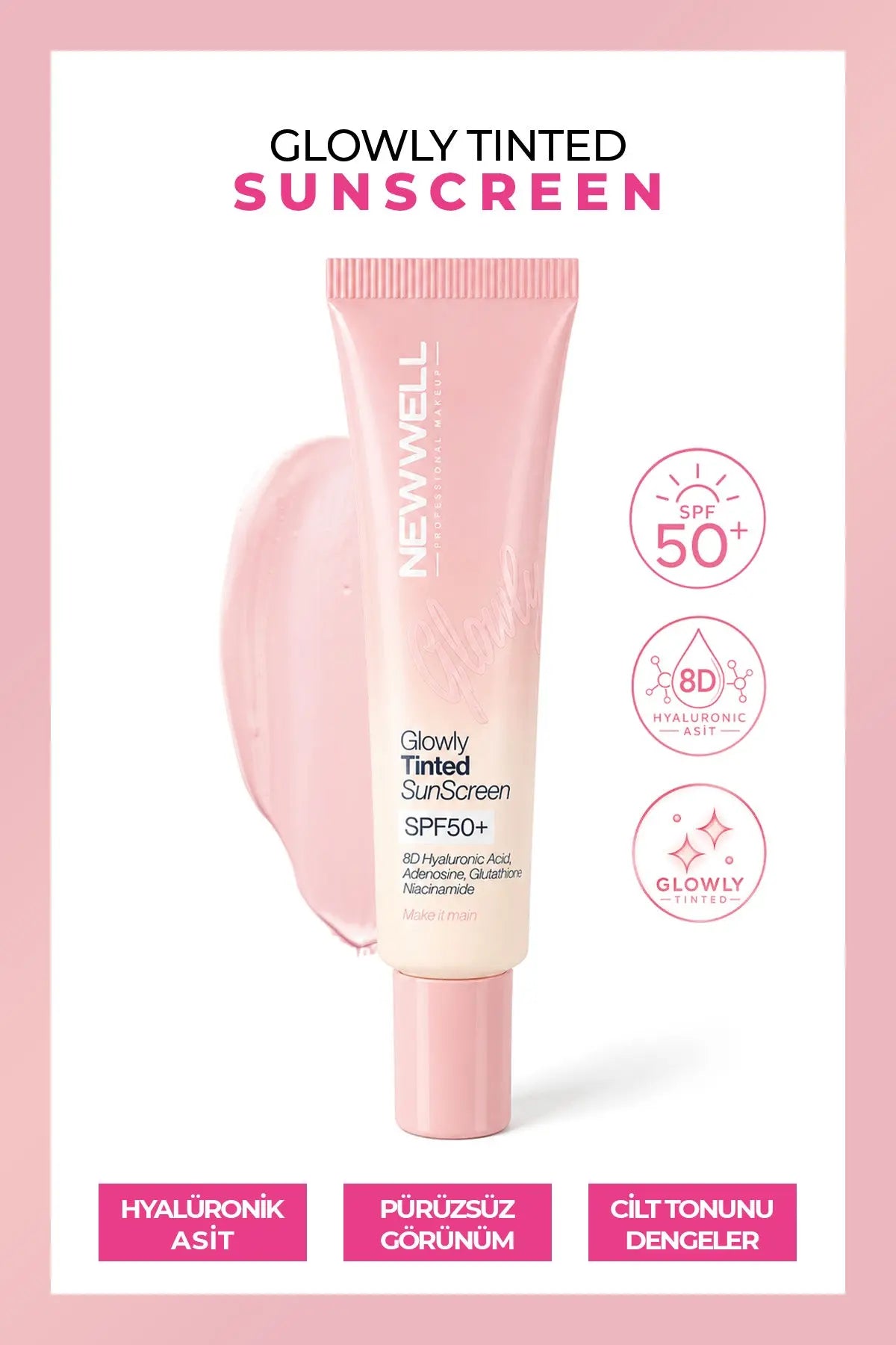 Glowly Tinted Mineral Sunscreen SPF50+ | Renkli Mineral Filtreli Güneş Koruyucu Krem 35 ML