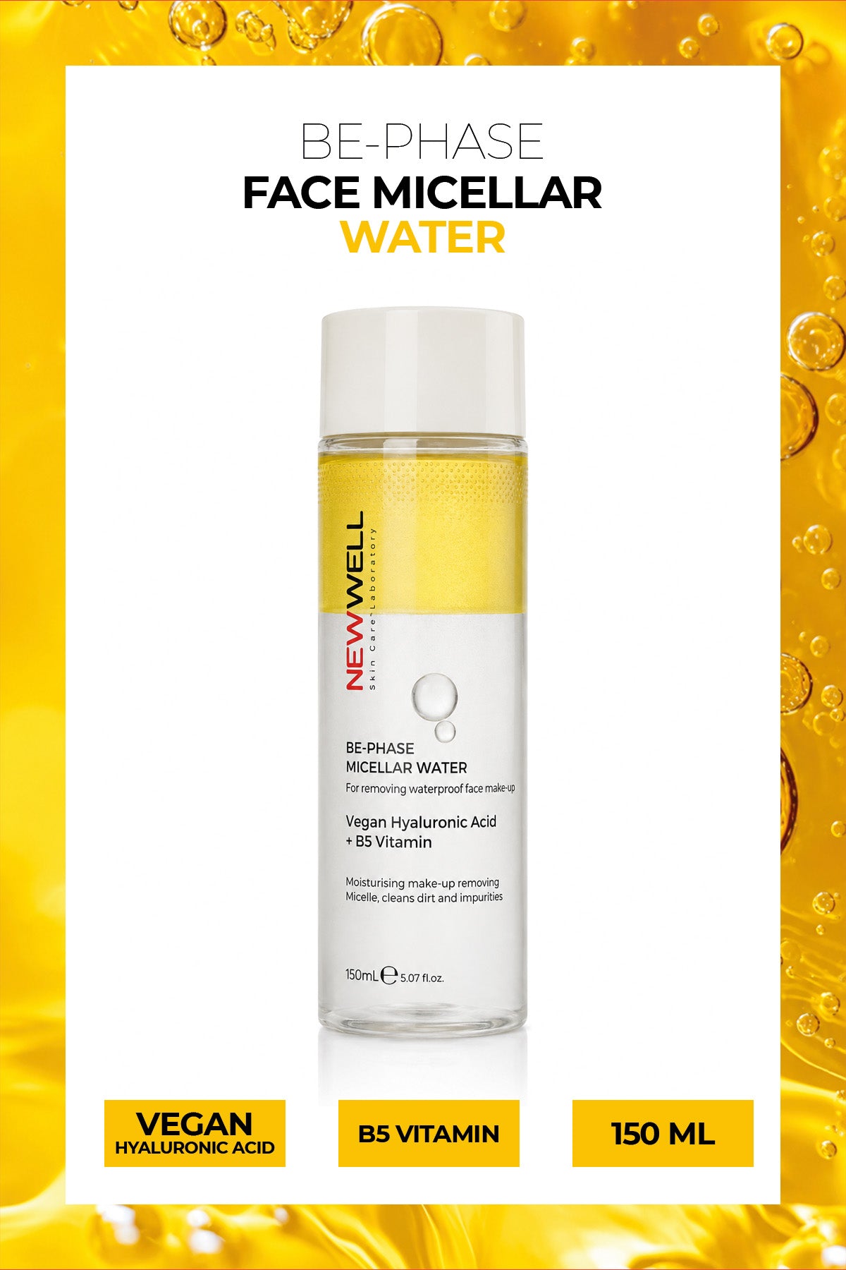 Be-Phase Face Micellar Water Yellow | Yüz Makyaj Temizleme Suyu Sarı 150 ml