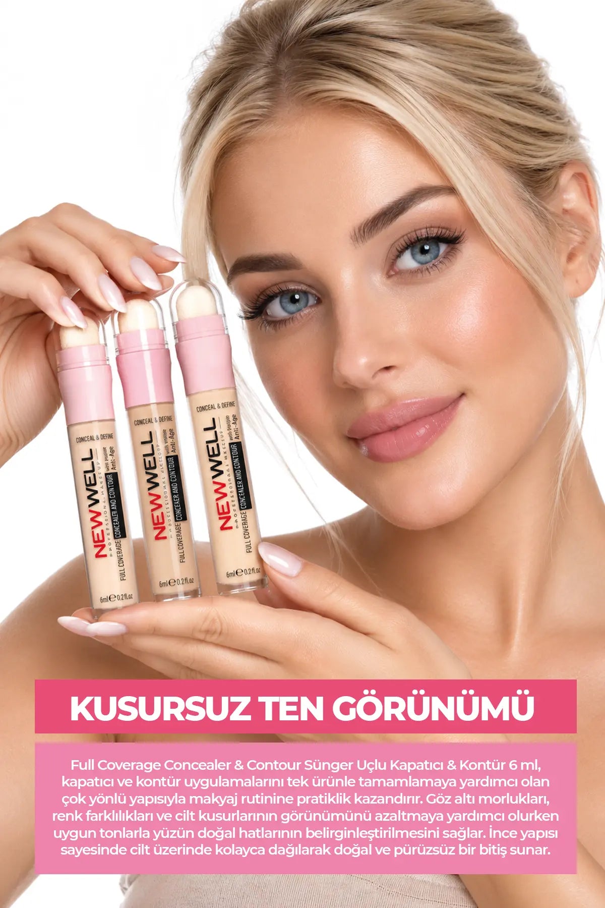 Full Coverage Concealer & Contour Sünger Uçlu Kapatıcı & Kontür 01 6 ml
