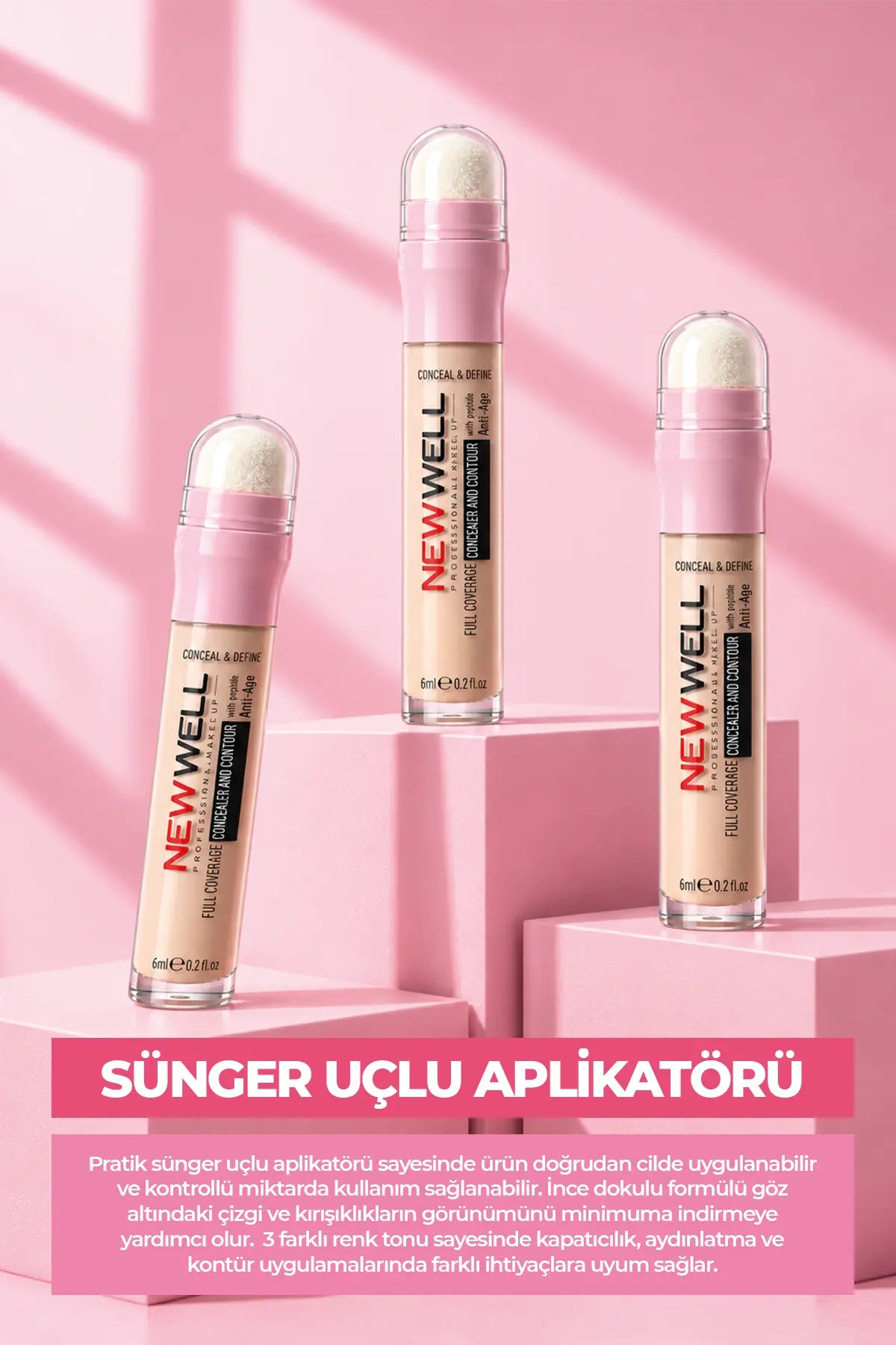 Full Coverage Concealer & Contour Sünger Uçlu Kapatıcı & Kontür 03 6 ml