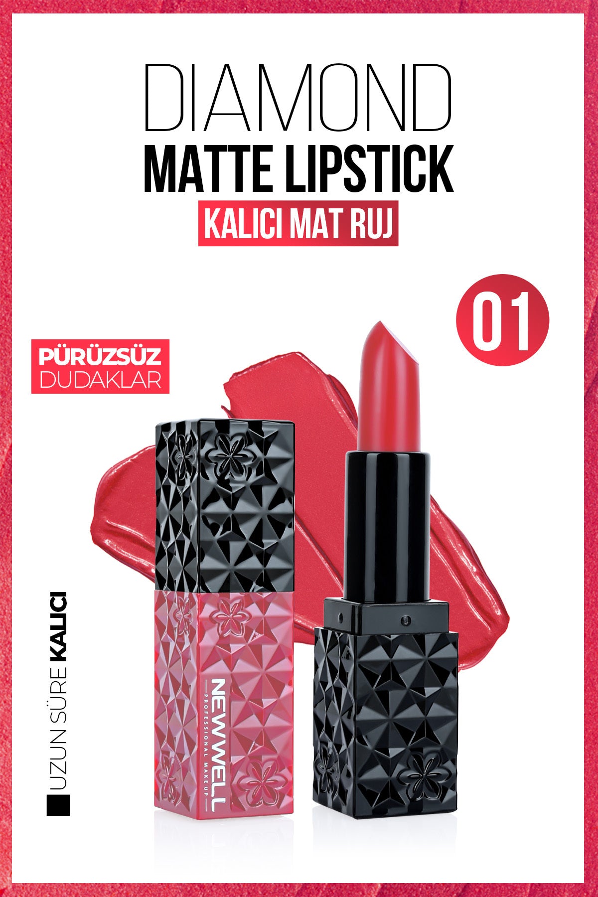 Diamond Matte Lipstick 01 Gün Boyu Kalıcı
