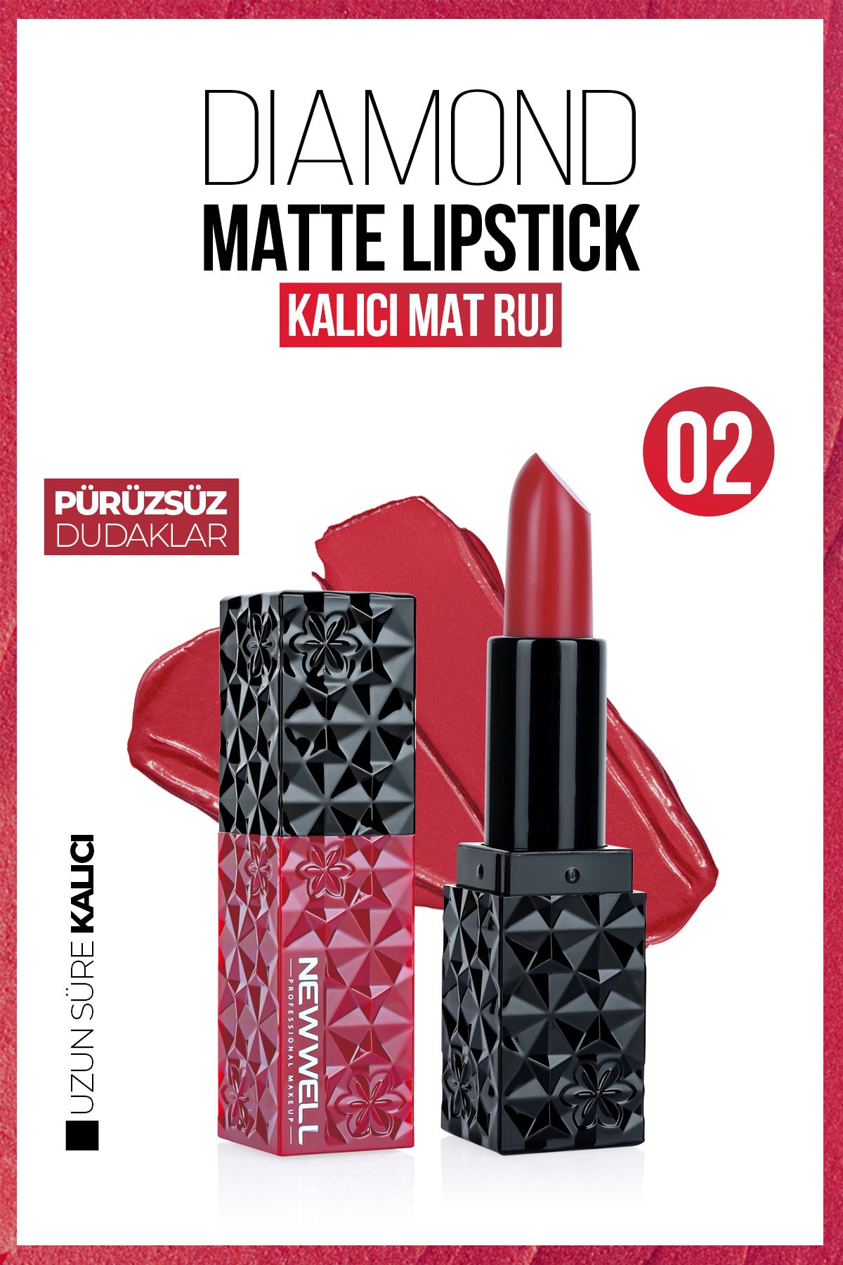 Diamond Matte Lipstick 02 Gün Boyu Kalıcı