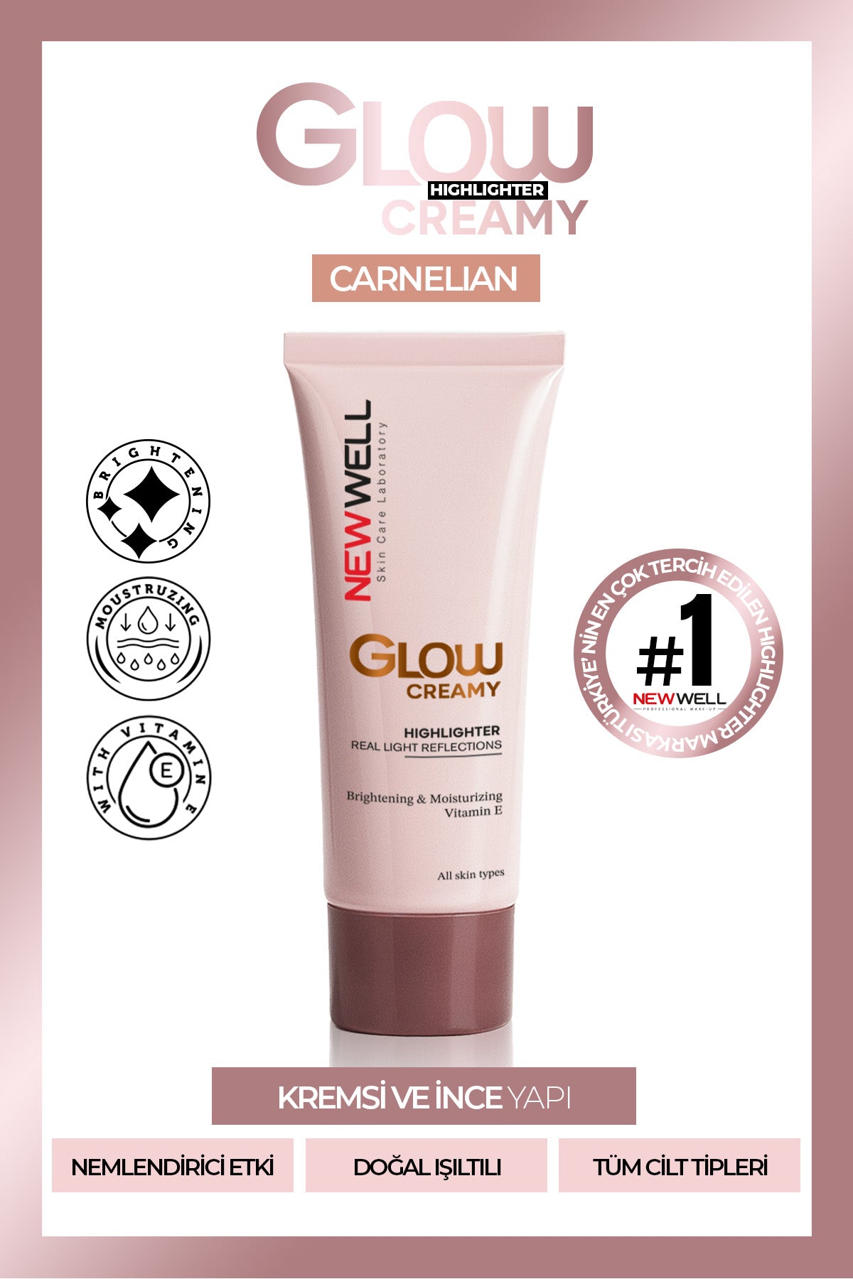 Glow Creamy Highlighter Doğal Işıltılı Krem Aydınlatıcı 30 ML Carnelian 03