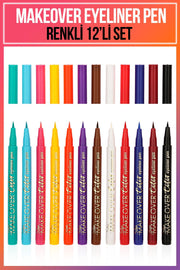 Makeover Eyeliner Pen 12li Renkli Set