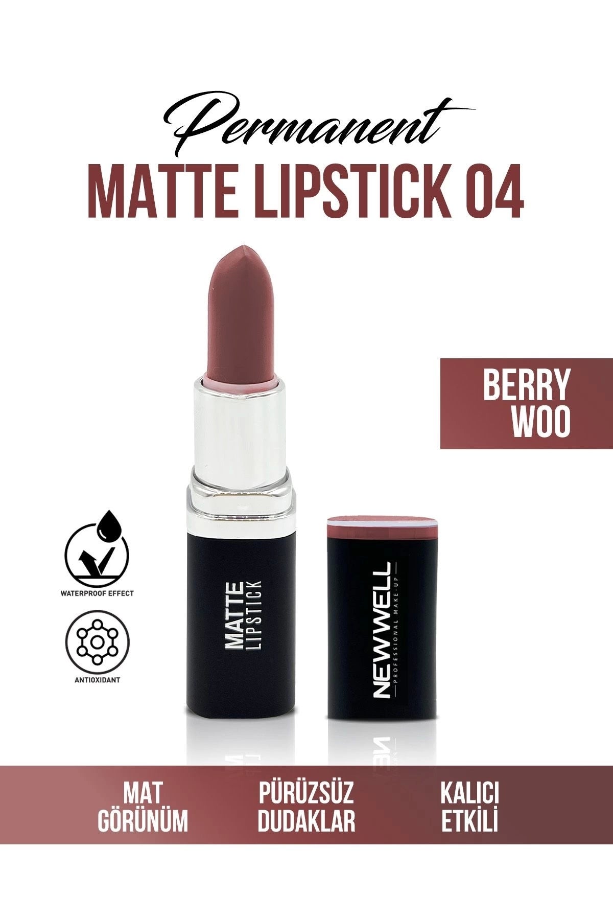 Permanent Matte Lipstick 04 Berry Woo Uzun Süre Kalıcı