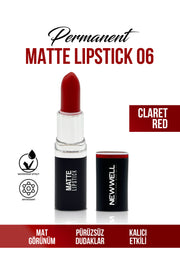 Permanent Matte Lipstick 06 Claret Red Uzun Süre Kalıcı