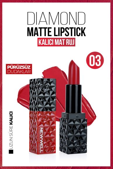 Diamond Matte Lipstick 03| Gün Boyu Kalıcı -Ruj - Lipstick