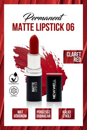 Permanent Matte Lipstick 06 Claret Red | Uzun Süre Kalıcı -Ruj - Lipstick Thumbnail